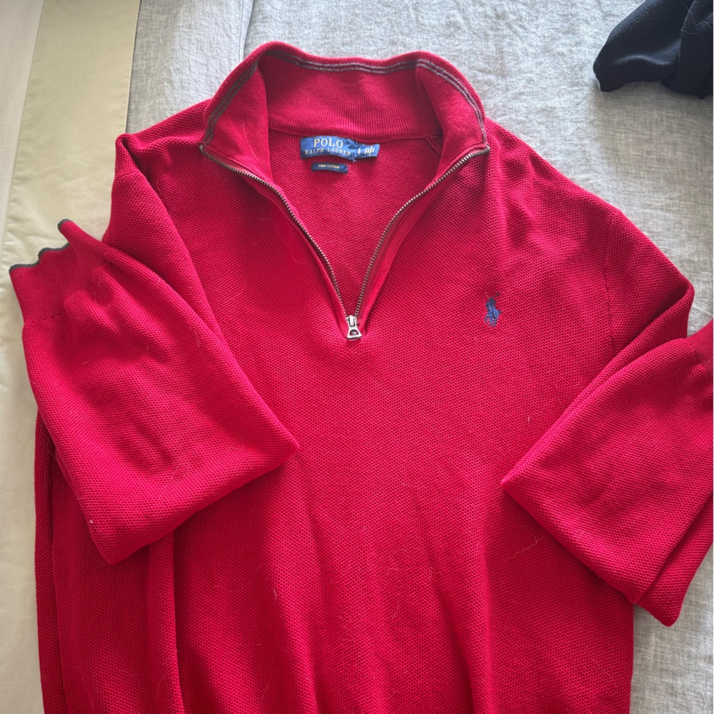 Ralph Lauren Red Zip Up Sweater